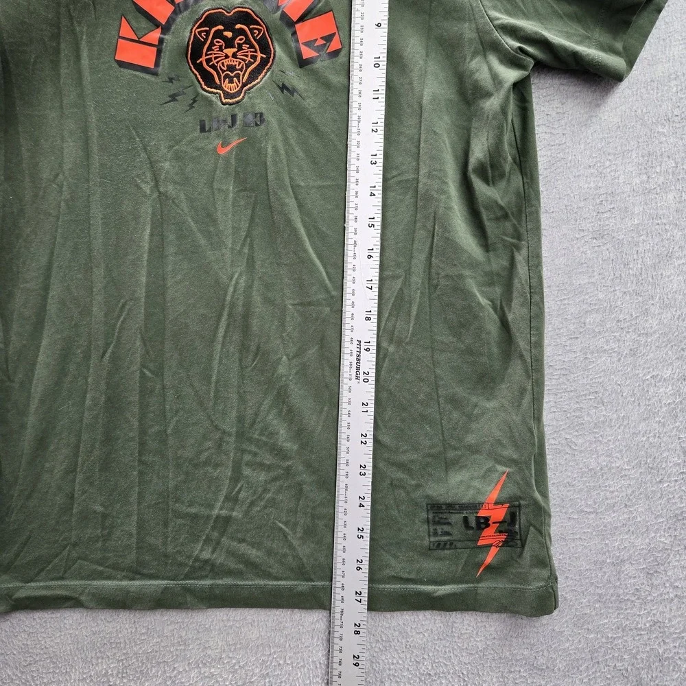 Nike Men Shirt M Green King Me Lebron James Embroidery Dri-Fit Logo Short Sleeve